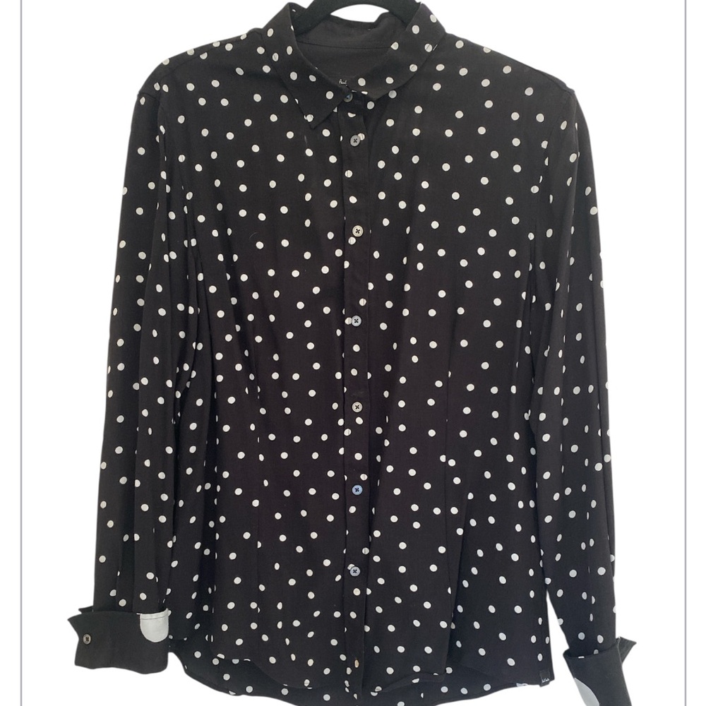 Paul Smith Black and White Polka Dot Button Down Shirt